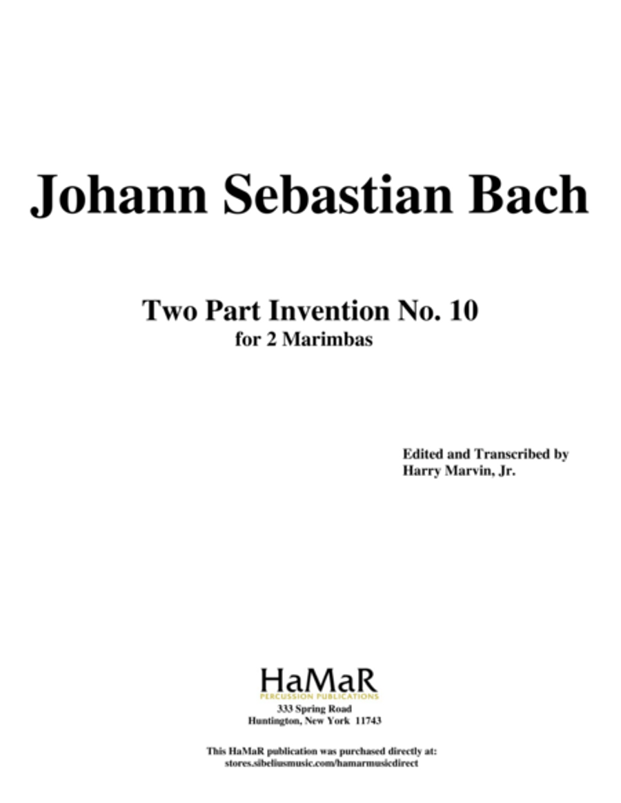 Two Part Invention No. 10 Marimba scores gallery preview page 1