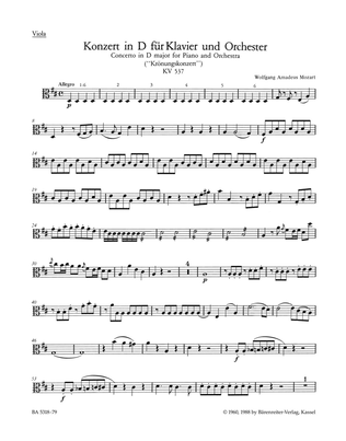 Book cover for Concerto for Piano and Orchestra, No. 26 D major, KV 537 'Coronation Concerto'