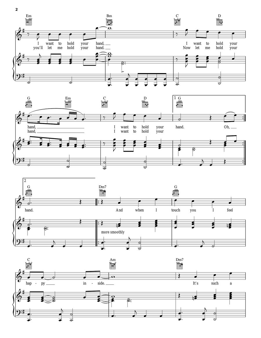 I Want To Hold Your Hand I Want To Hold Your Hand Piano, Vocal, Guitar scores gallery preview page 2
