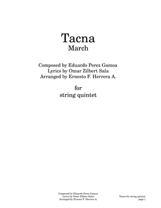 Book cover for Tacna march for string quintet