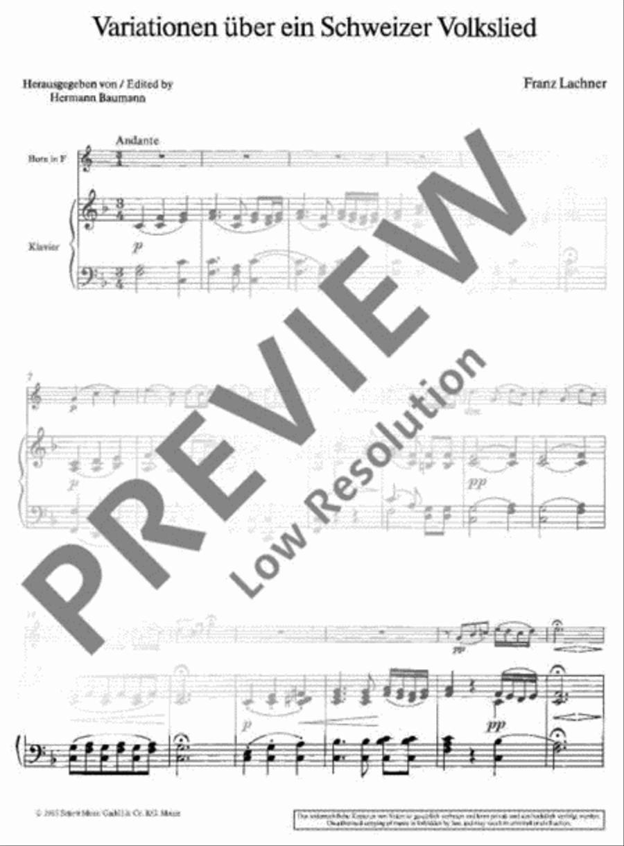 Variations of a Swiss Folksong Horn scores gallery preview page 3