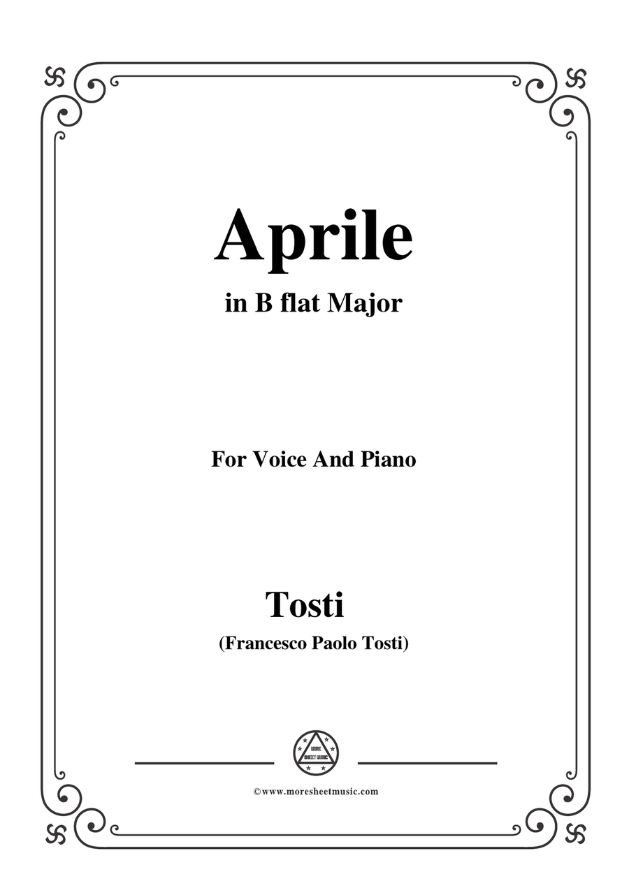 Tosti-Aprile in B flat Major,for Voice and Piano Piano, Vocal scores gallery preview page 1