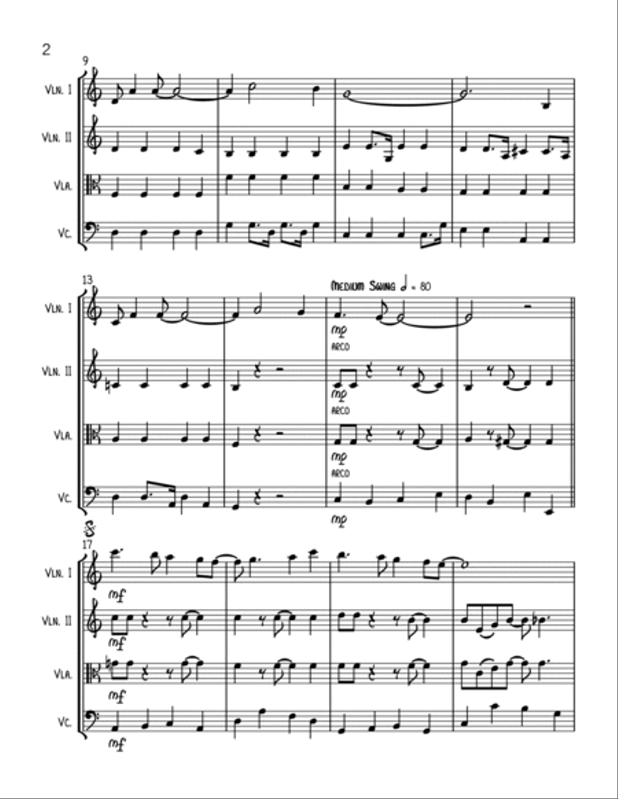 Fly Me To The Moon (in Other Words) String Quartet scores gallery preview page 2