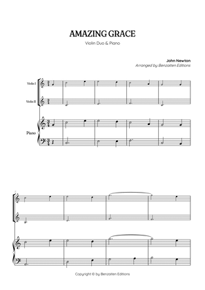 Amazing Grace • super easy violin duet sheet music with piano accompaniment