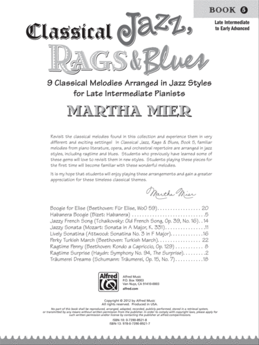 Classical Jazz Rags & Blues, Book 5 Piano Solo scores gallery preview page 2