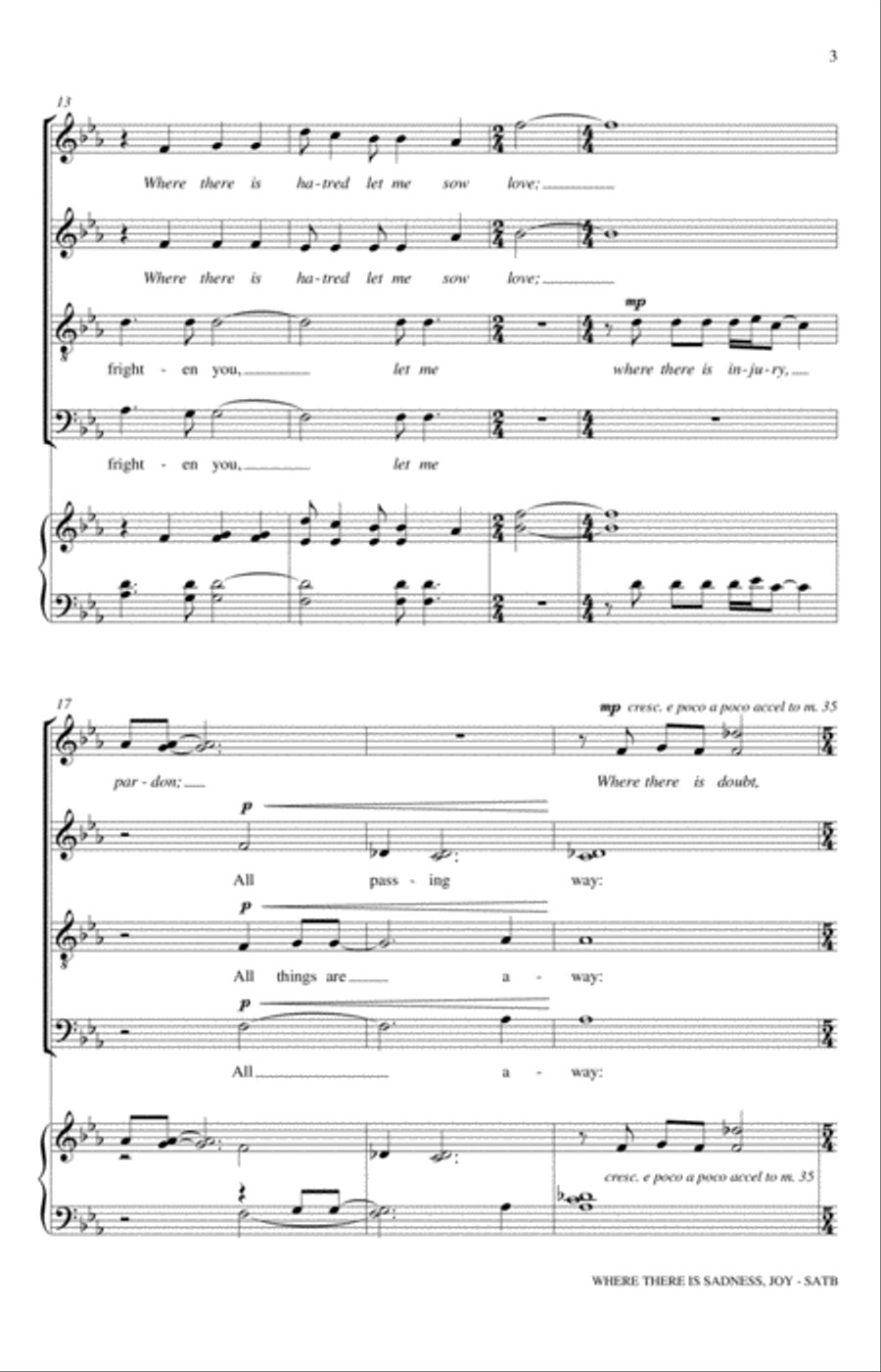 Where There Is Sadness, Joy 4-Part scores gallery preview page 3