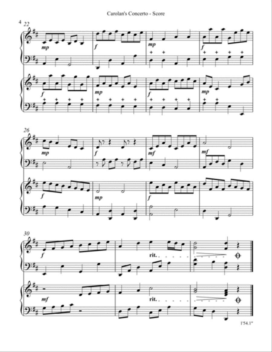 Carolan’s Concerto, Harp Duet Celtic Harp scores gallery preview page 4