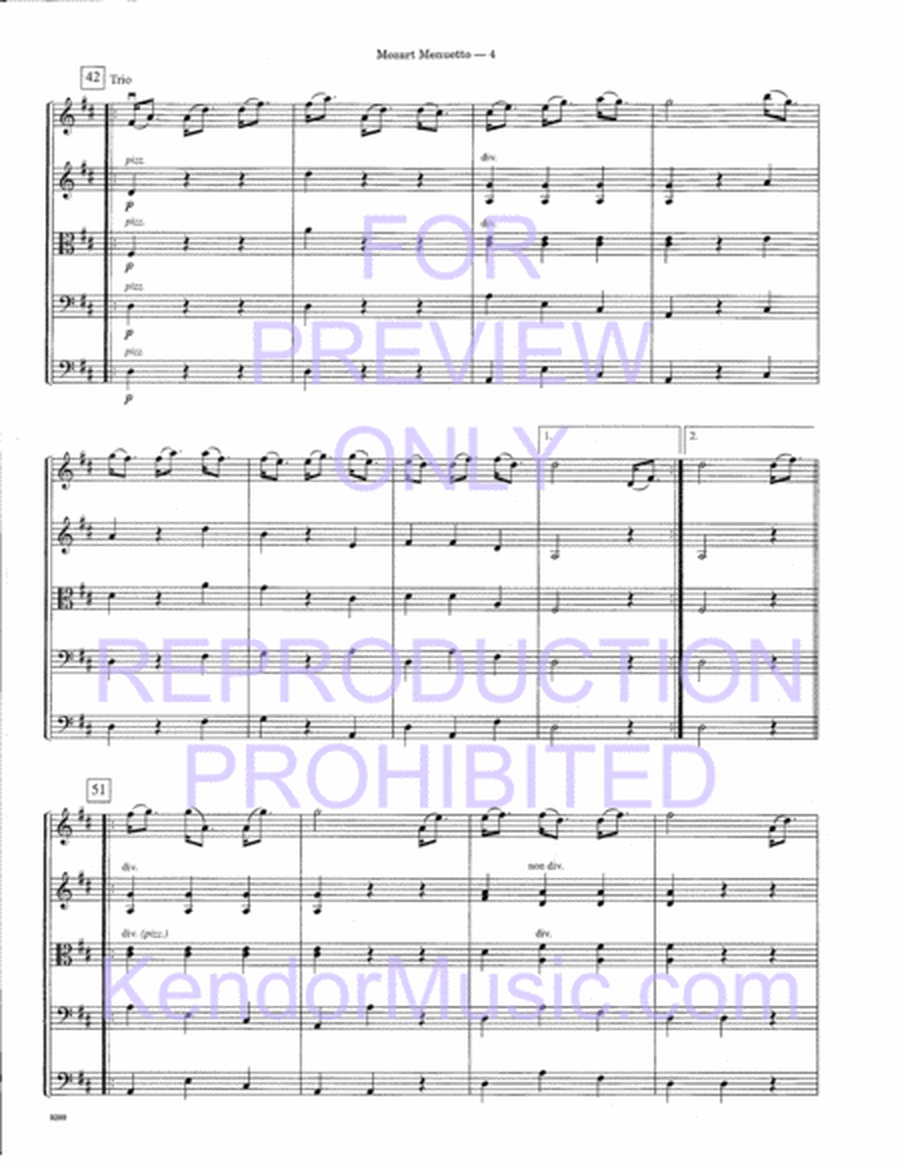 Mozart Menuetto (From String Quartet In D Minor, K421) (Full Score)