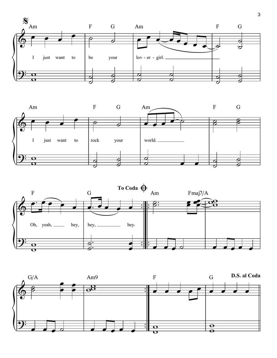 Lovergirl Lovergirl Easy Piano scores gallery preview page 3