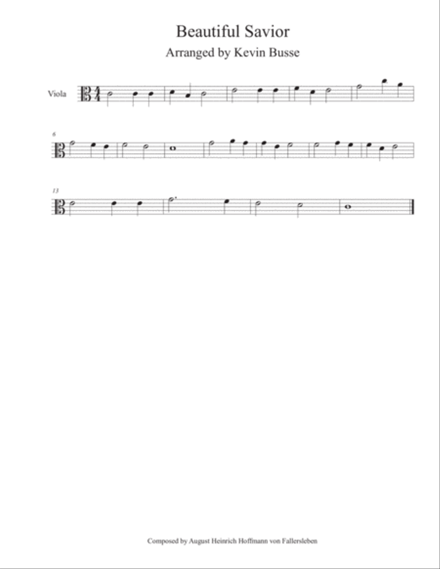 Beautiful Savior (Easy key of C) - Viola Viola Solo scores gallery preview page 1