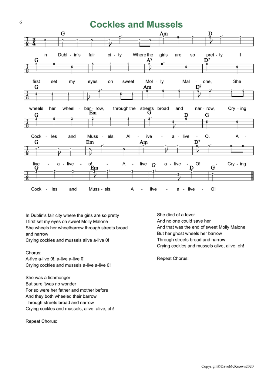 24 Favourite Songs of Ireland, for Tenor Banjo Tab CGDA Banjo scores gallery preview page 6