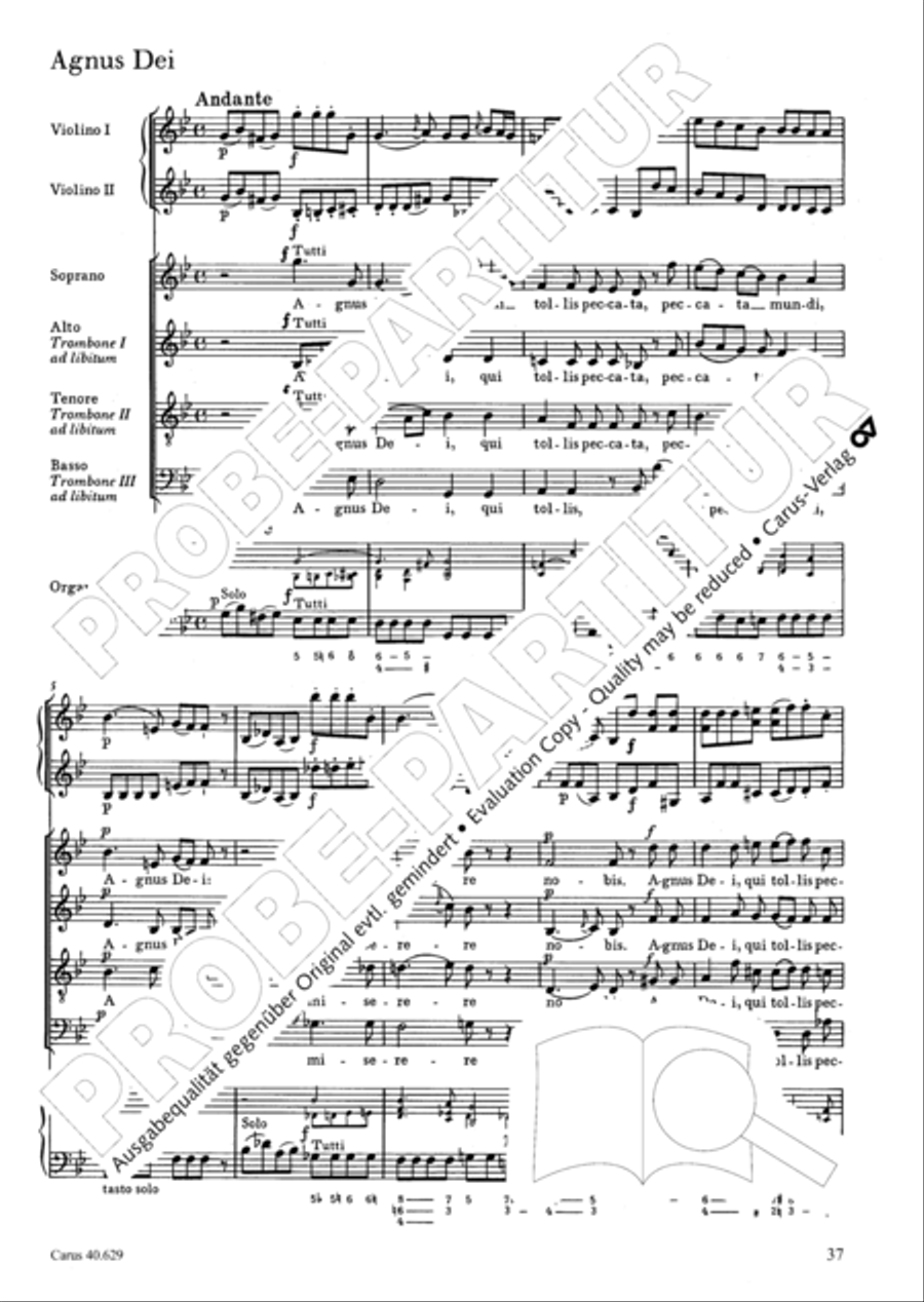 Missa brevis in B flat major 4-Part scores gallery preview page 38