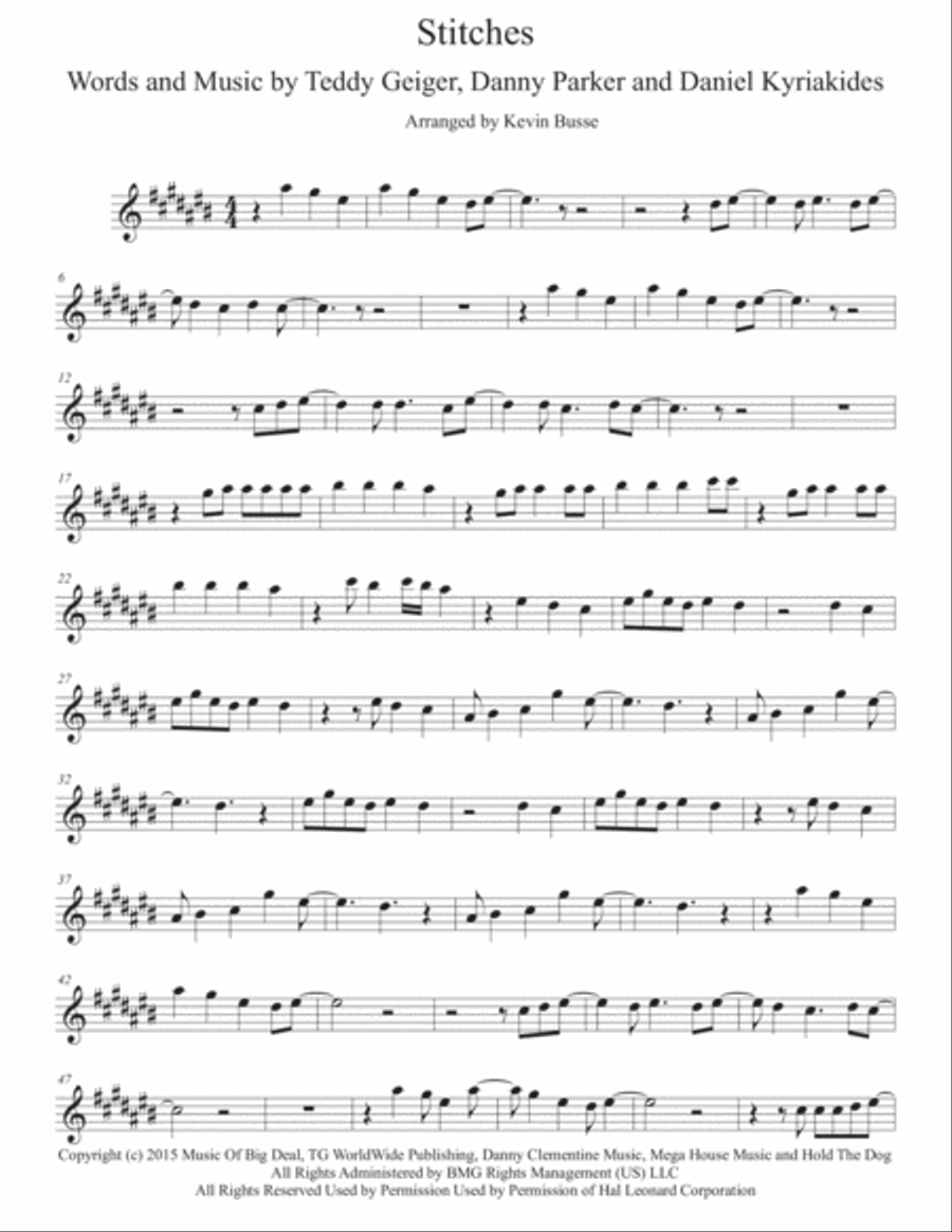 Stitches Oboe Solo scores gallery preview page 1