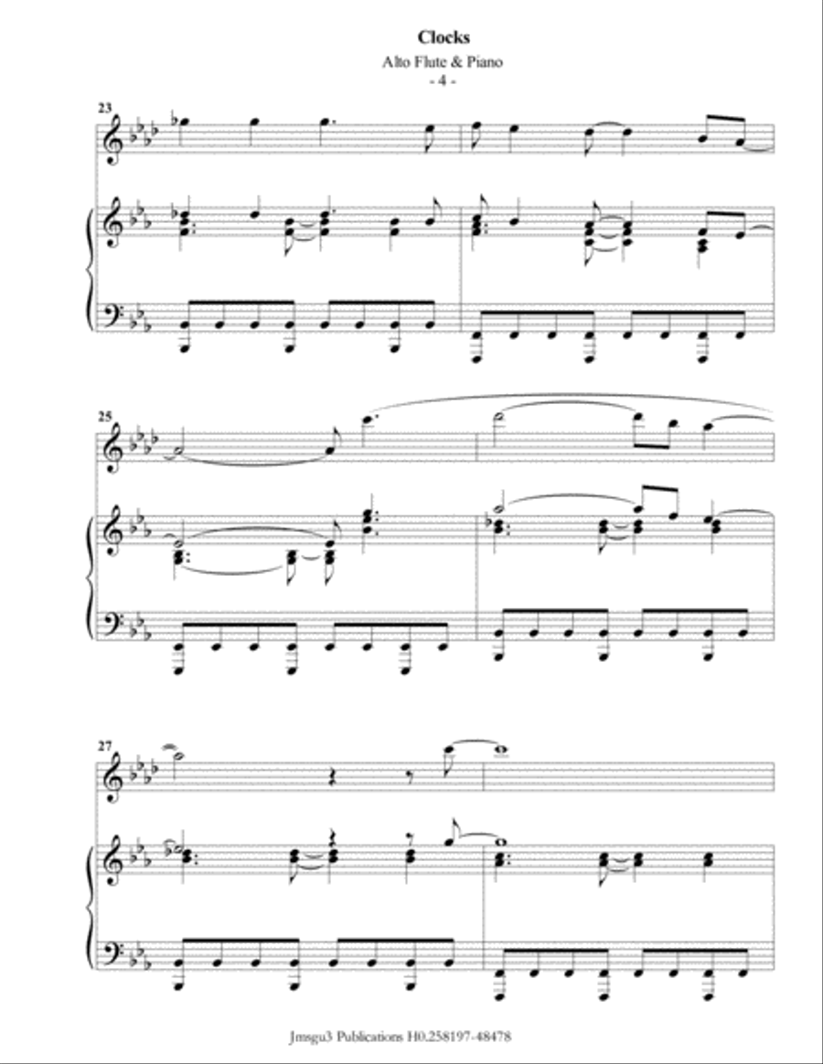 Clocks Flute Solo scores gallery preview page 4