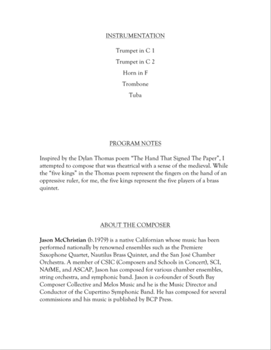 Minstrels for Five Kings - brass quintet Brass Quintet scores gallery preview page 3