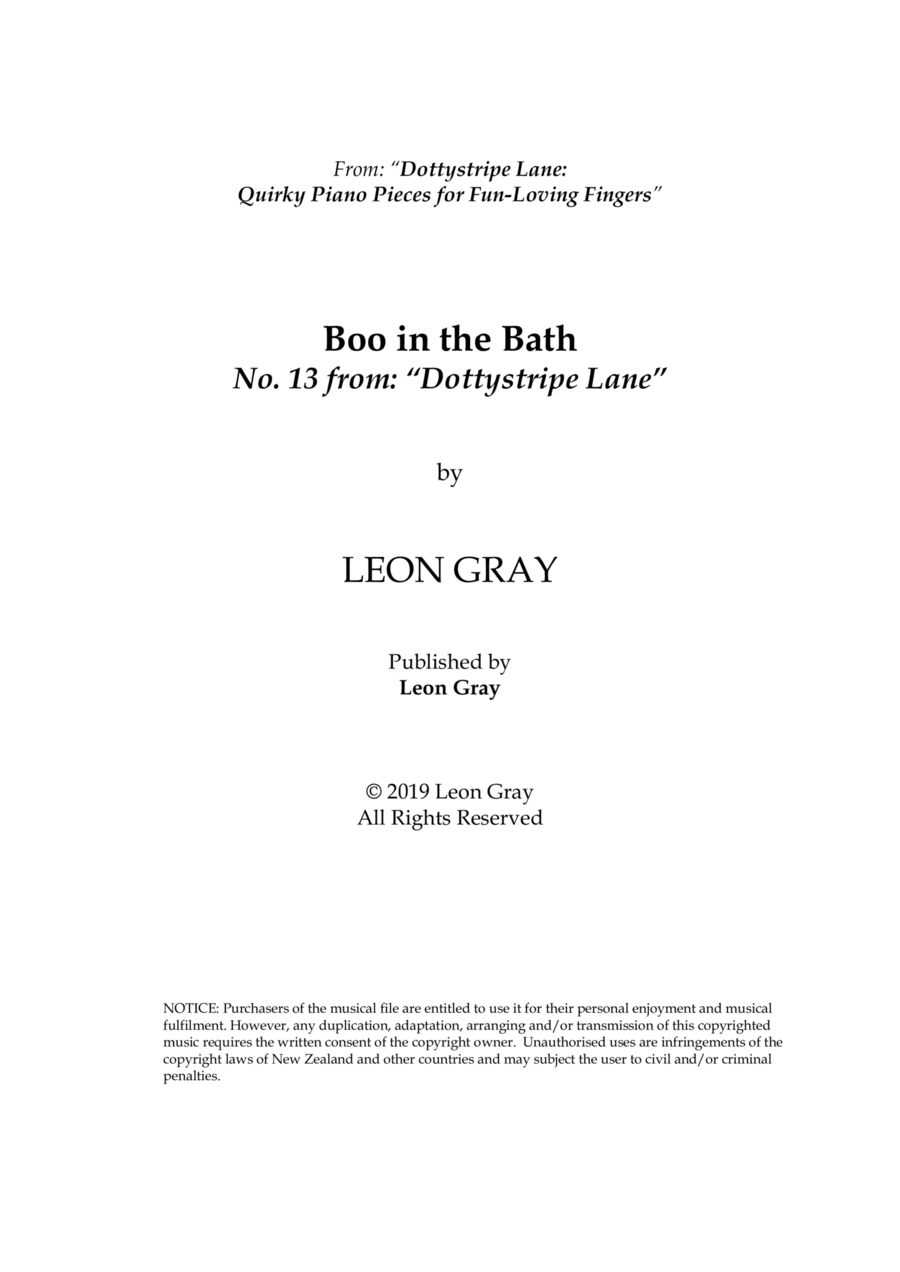 Boo in the Bath (No.13), Dottystripe Lane © 2019 Leon Gray Piano Solo scores gallery preview page 1