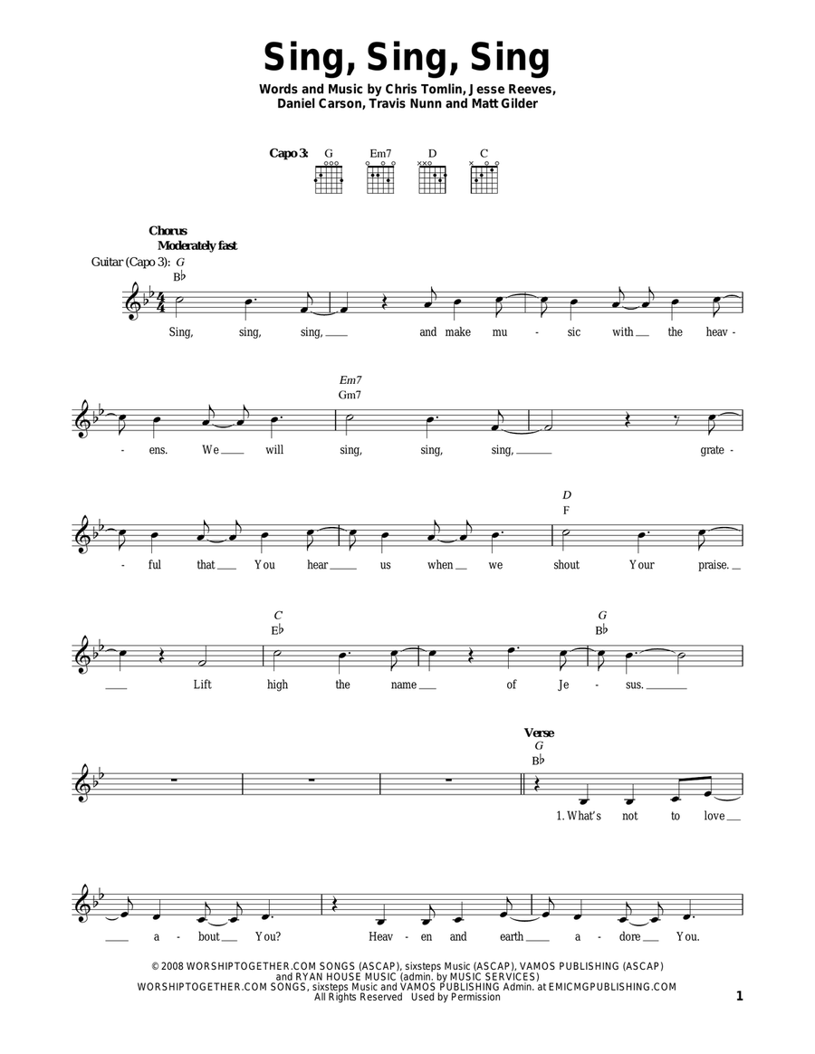 Sing Sing Sing Easy Guitar scores gallery preview page 1