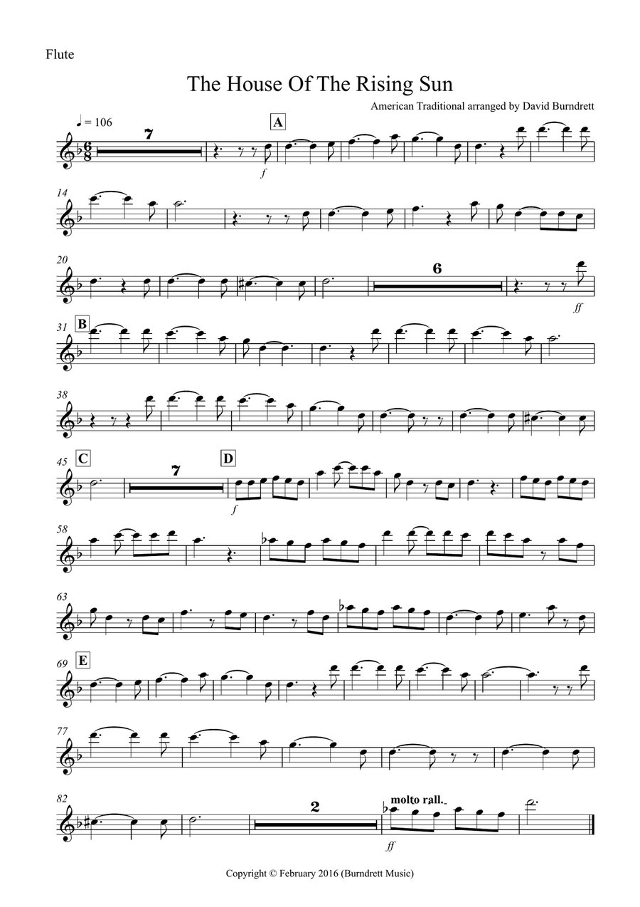 House of the Rising Sun for Flute and Piano House of the Rising Sun for Flute and Piano Flute Solo scores gallery preview page 4