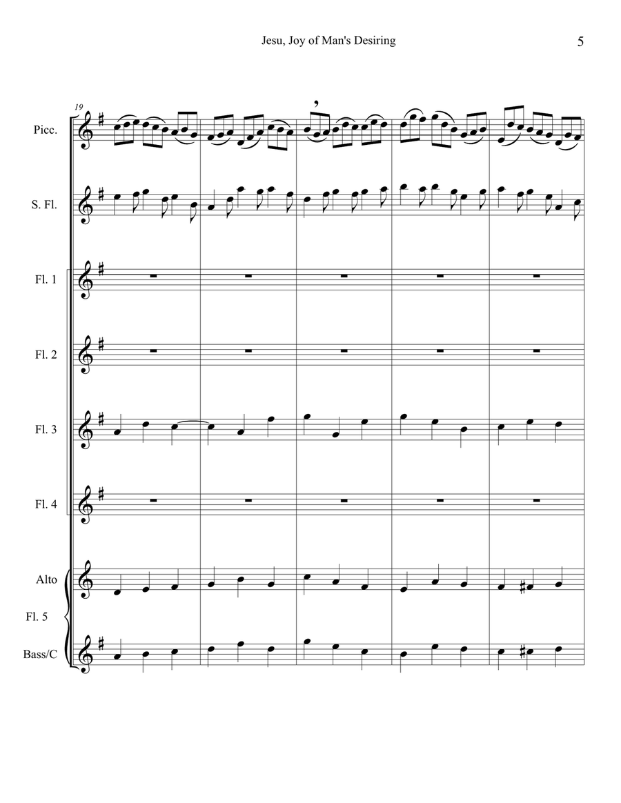 Jesu Joy of Mans Desiring [Flute Choir] Flute Choir scores gallery preview page 6