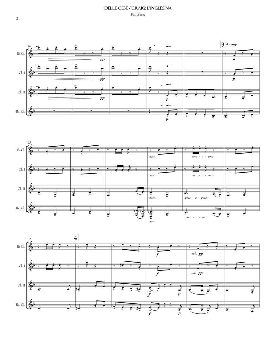 L'Inglesina (The Little English Girl) (CQ) Clarinet Quartet scores gallery preview page 3