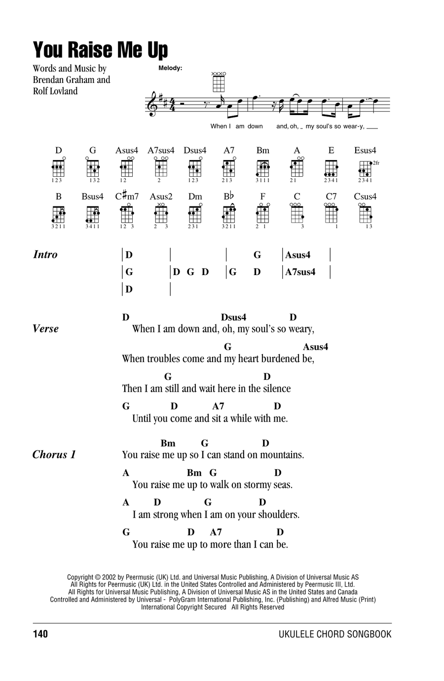 You Raise Me Up You Raise Me Up Ukulele scores gallery preview page 1