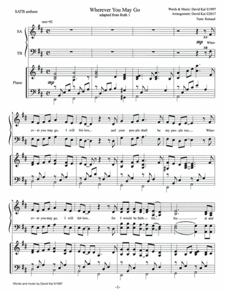 Wherever You May Go (SATB anthem) image number null
