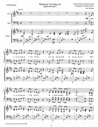 Wherever You May Go (SATB anthem)