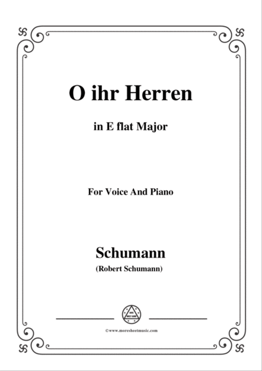 Schumann-O ihr Herren,in E flat Major,for Voice and Piano image number null