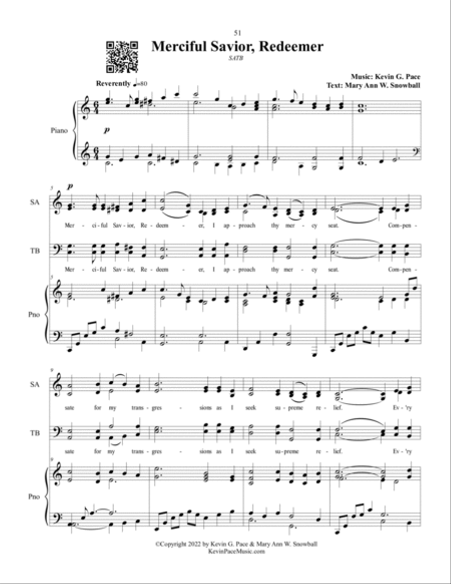 Merciful Savior, Redeemer - sacred music for SATB choir Divisi scores gallery preview page 2