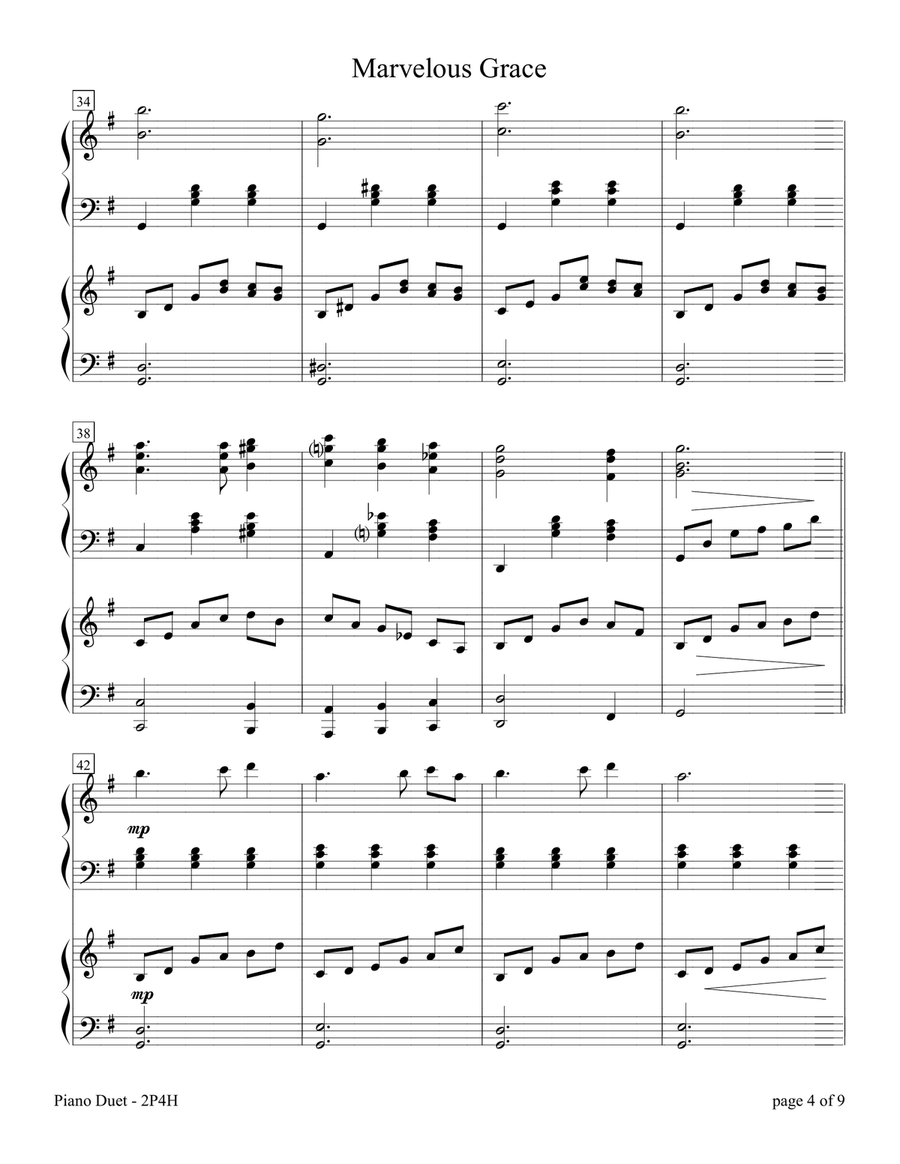 Marvelous Grace (2 Pianos, 4 Hands Duet) Piano Duet scores gallery preview page 6