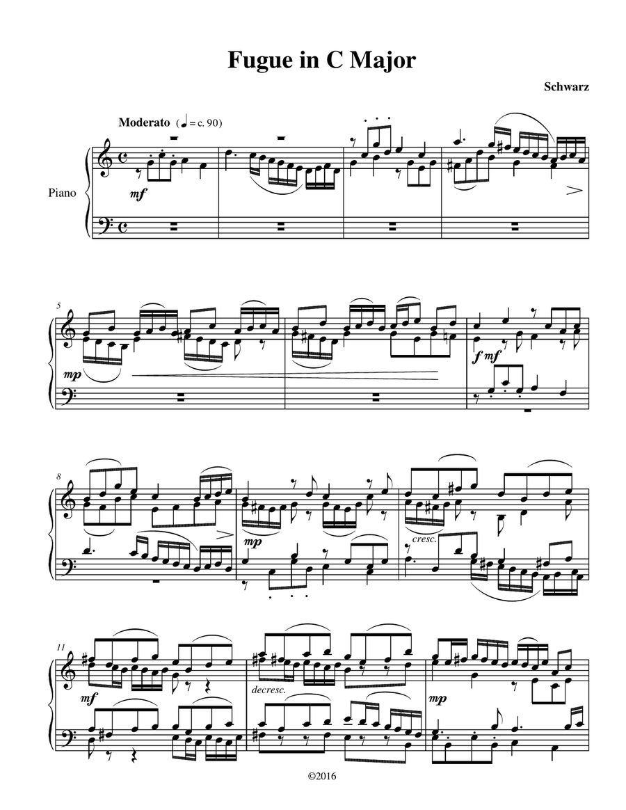 Fugue in C Piano Solo scores gallery preview page 1