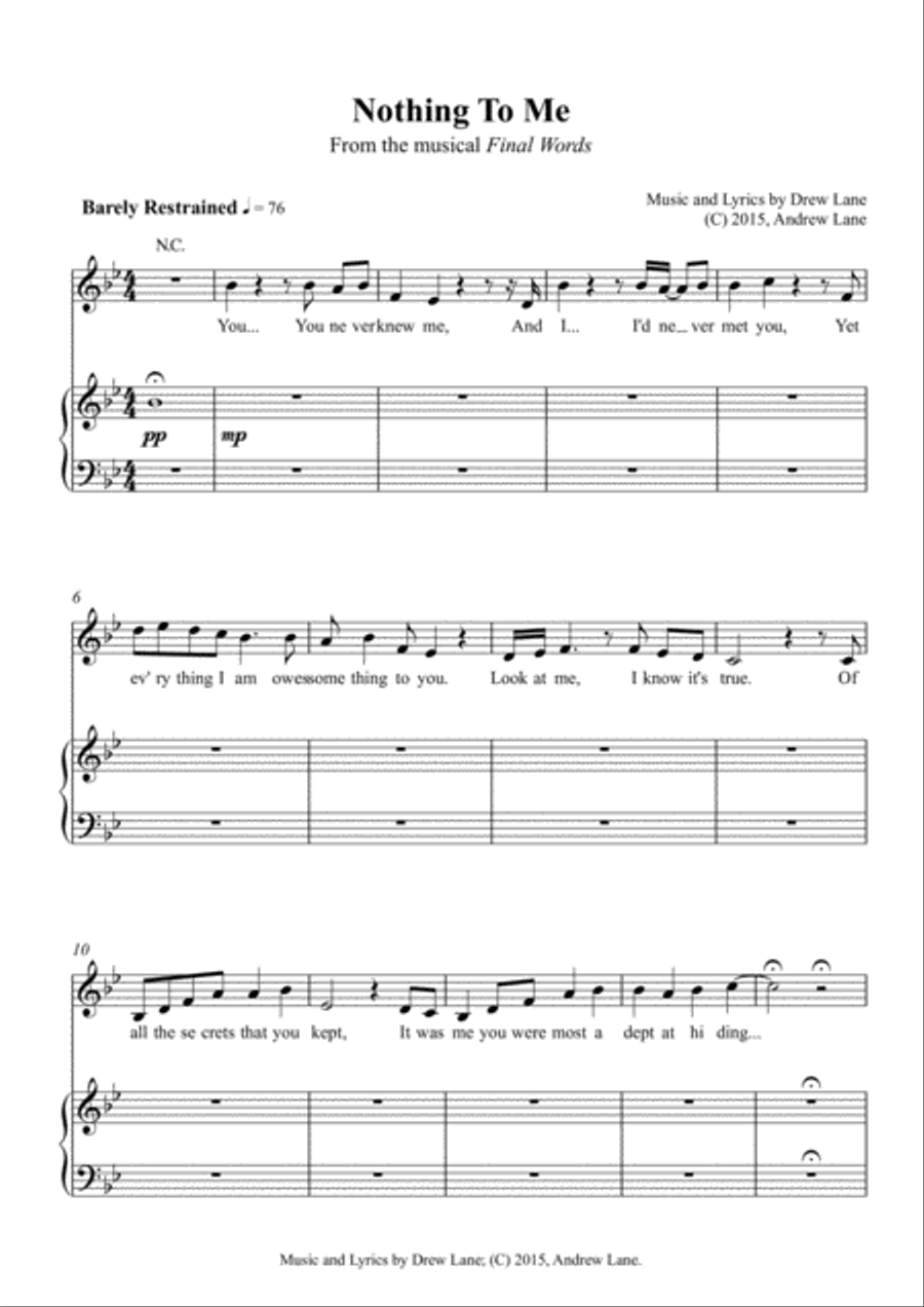 Nothing To Me Nothing To Me Voice scores gallery preview page 1