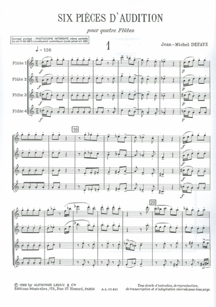 6 Pieces D'audition (flutes 4)