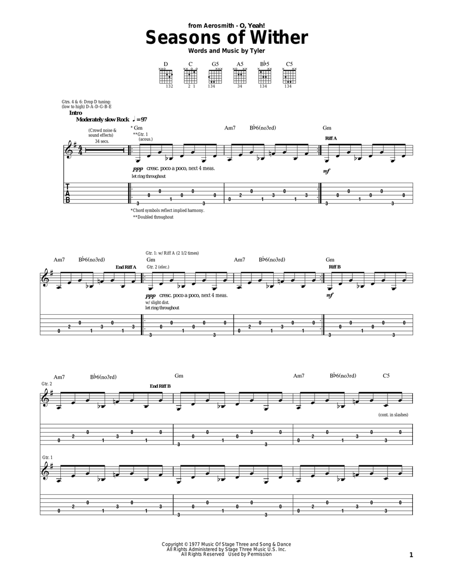 Seasons Of Wither Acoustic Guitar scores gallery preview page 1