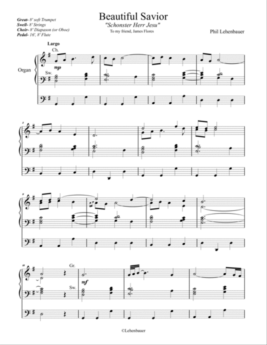 Sacred Organ Works, Vol. 2 (Hanover, Schonster, Coronation, Old 124th, Hyfrydol), by Phil Lehenbauer Organ Solo scores gallery preview page 6