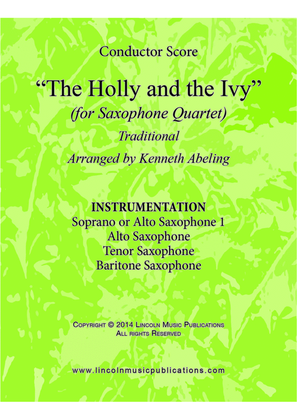 The Holly and the Ivy (for Saxophone Quartet SATB or AATB)