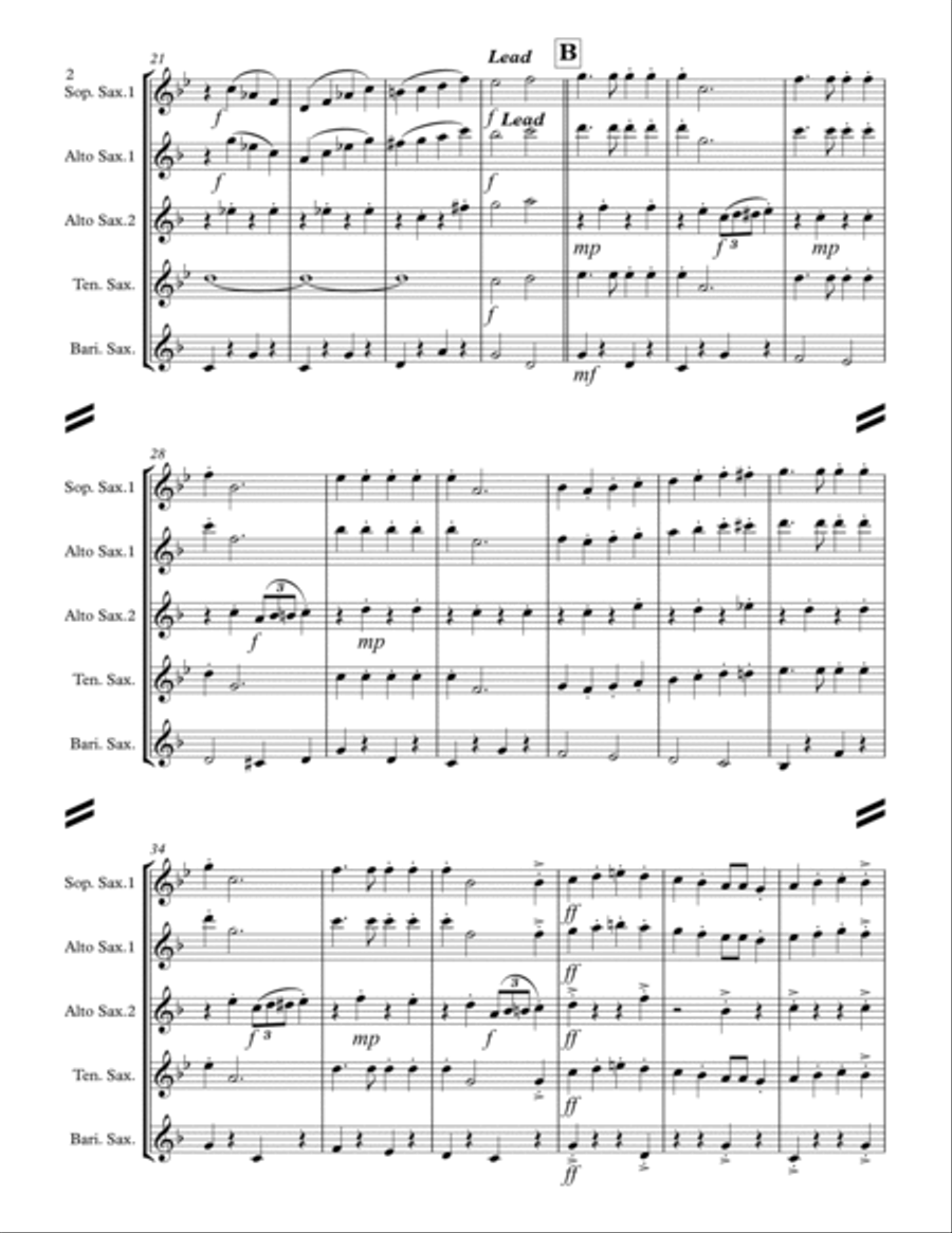 We Need A Little Christmas Saxophone Quartet scores gallery preview page 3