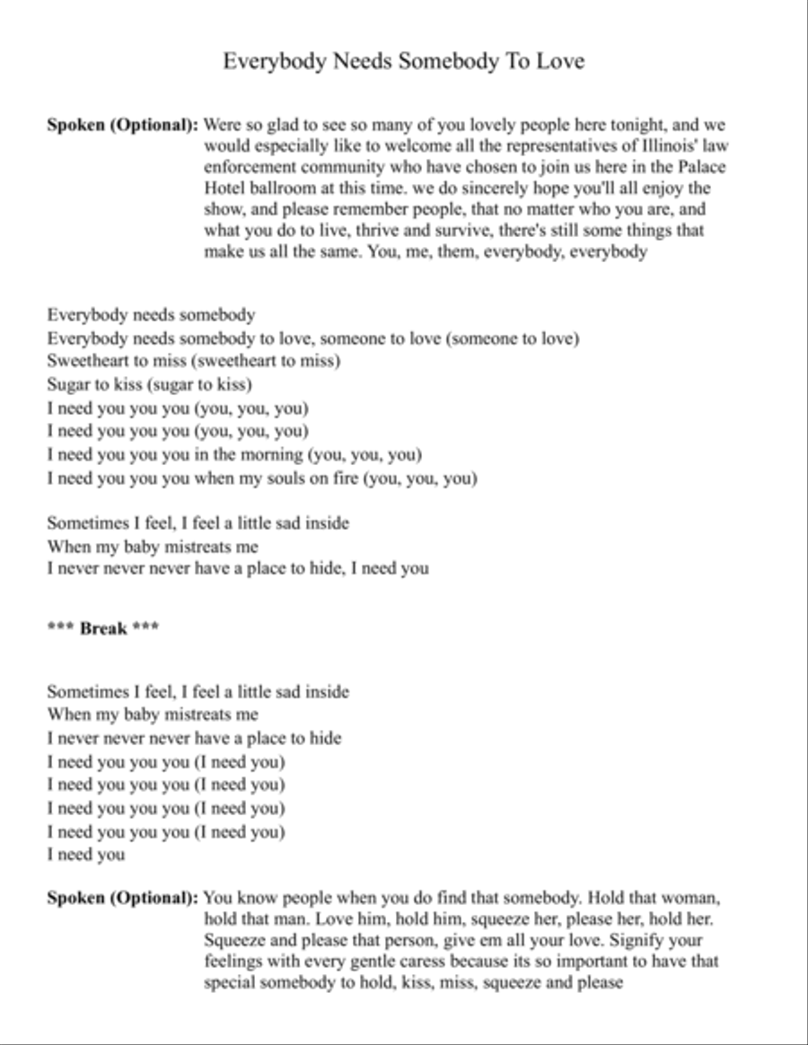 Everybody Needs Somebody To Love Piano, Vocal, Guitar scores gallery preview page 2