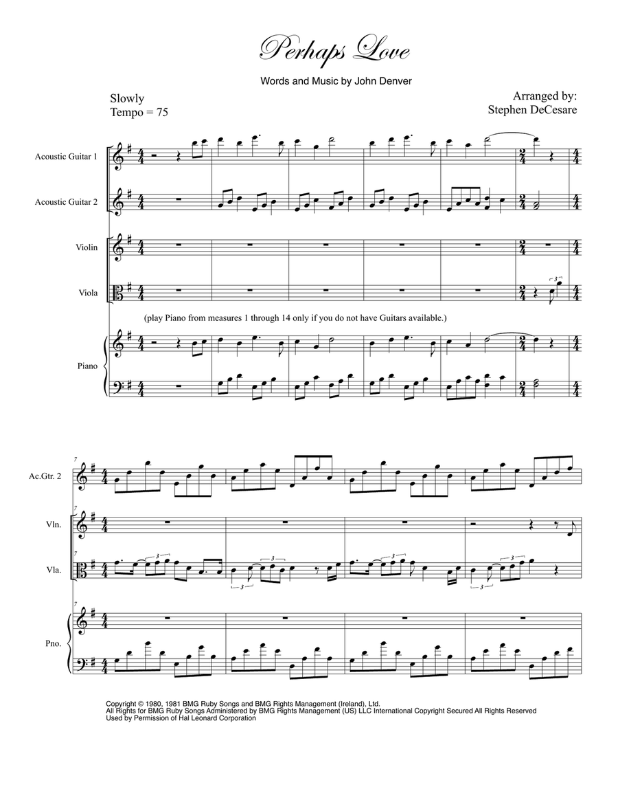 Perhaps Love Perhaps Love String Duet scores gallery preview page 1
