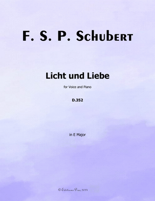 Book cover for Licht und Liebe, by Schubert, in E Major
