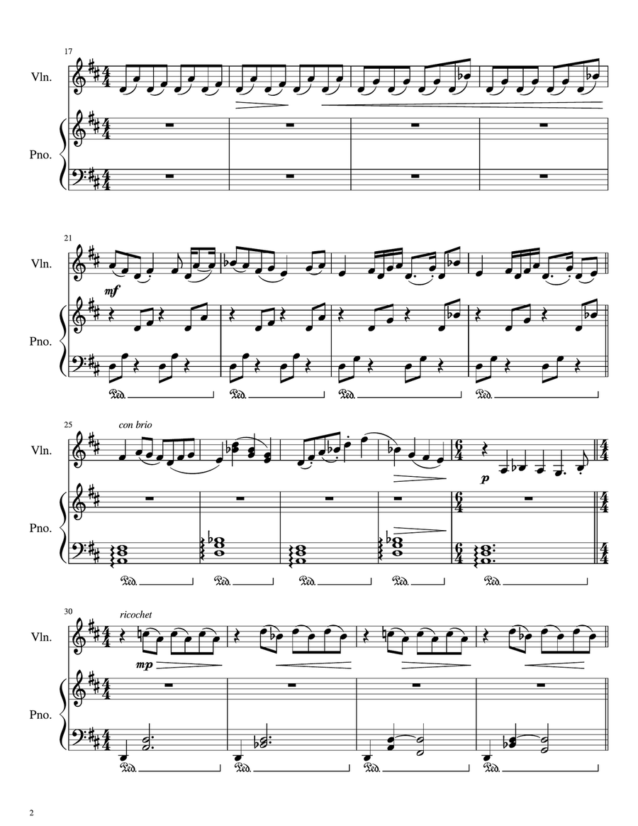 Daytime Nocturne for Solo Violin with Piano Violin Solo - Digital Sheet Music page 2