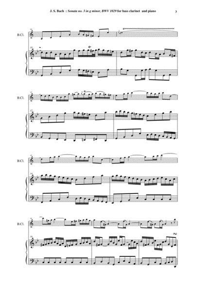 J. S. Bach: "Viola da Gamba" Sonata no. 3 in G minor, BWV 1029, for bass clarinet and piano