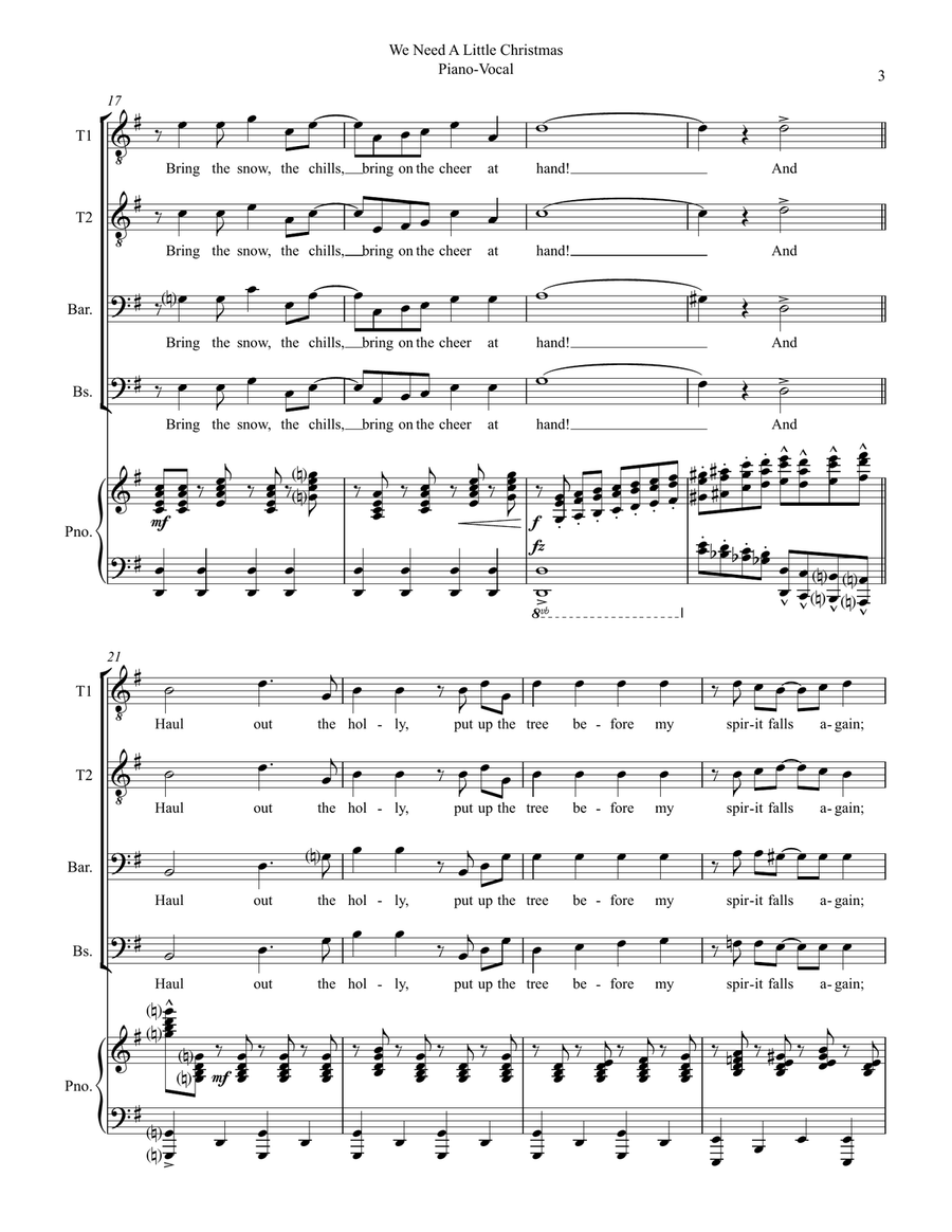 We Need A Little Christmas TTBB scores gallery preview page 3