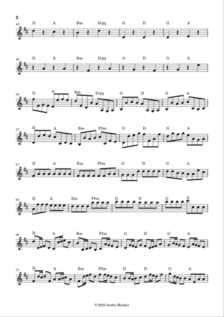 Johann Pachelbel - Canon in D - lead sheet Piano scores gallery preview page 2