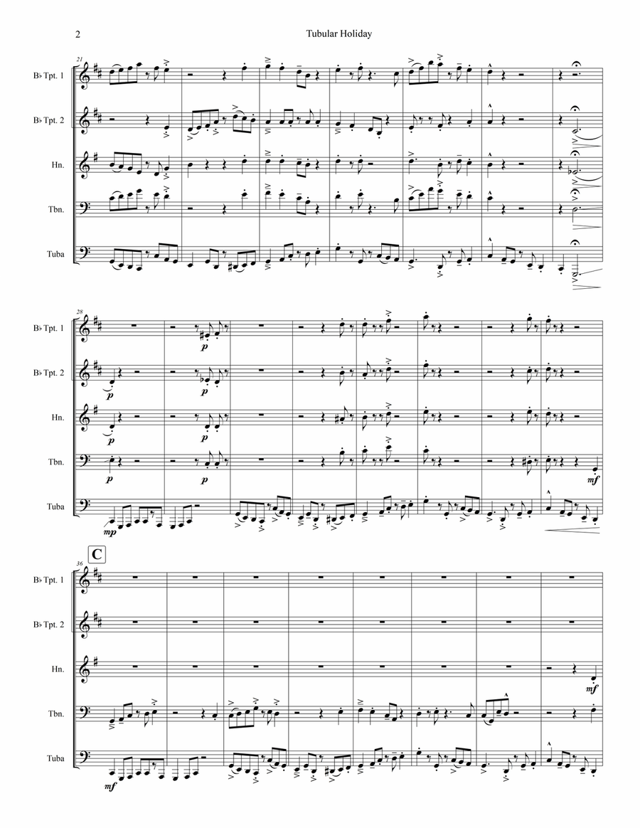 Tubular Holiday, Op. 127 Brass Quintet scores gallery preview page 6