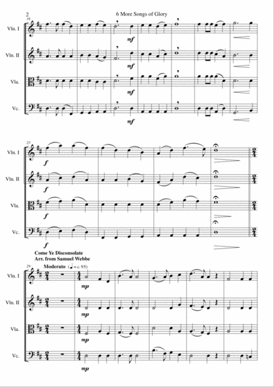 6 more Songs of Glory for string quartet image number null