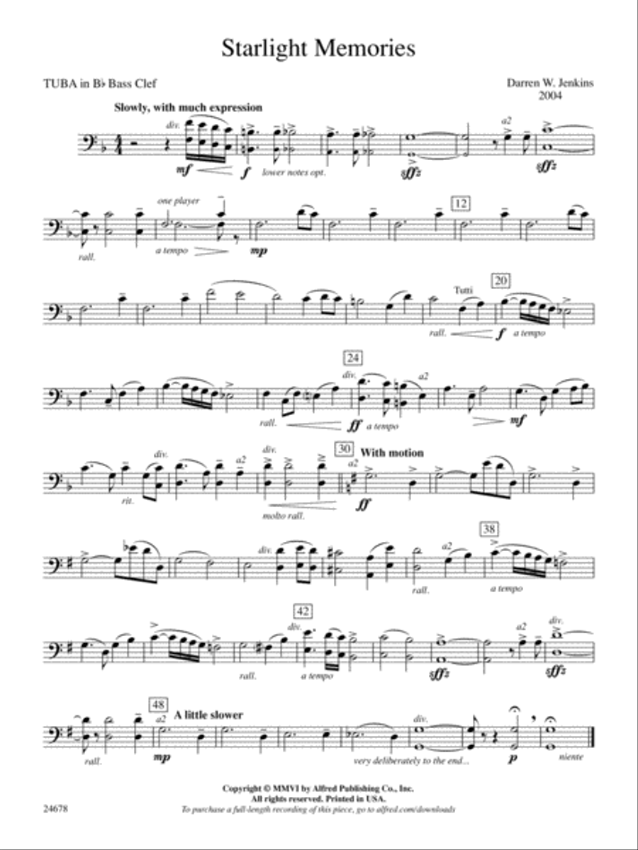 Starlight Memories: (World Part) B-flat Tuba B.C. Concert Band scores gallery preview page 1