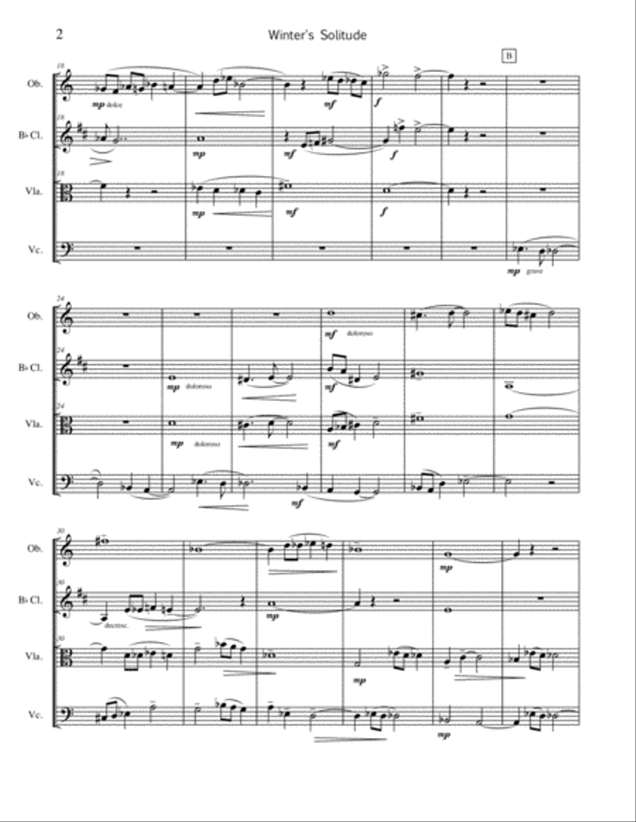 Winter's Solitude - for ob, cl, vla & vc Small Ensemble scores gallery preview page 3