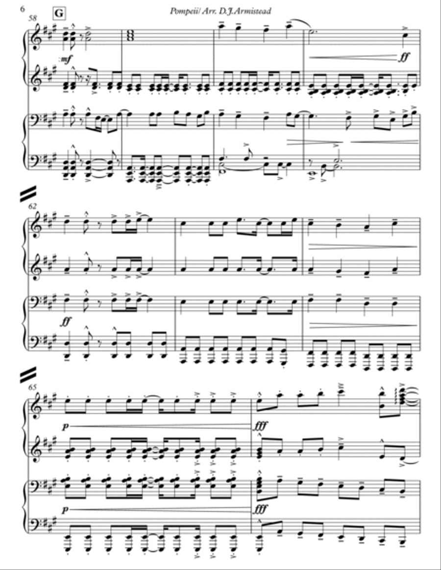 Pompeii 1 Piano, 4-Hands scores gallery preview page 6