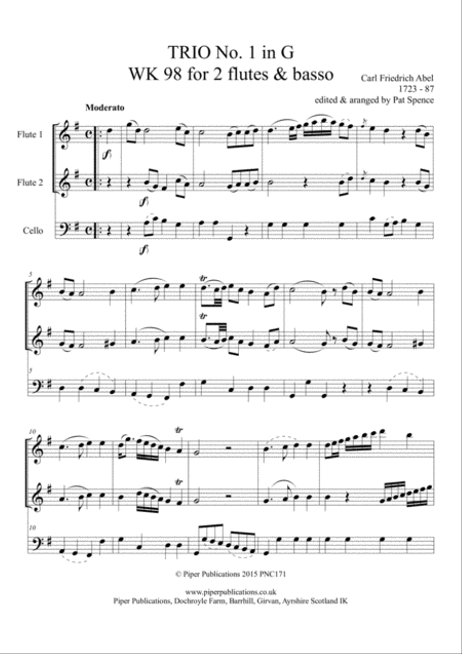 C. F. ABEL TRIO No. 1 IN G MAJOR Small Ensemble scores gallery preview page 3